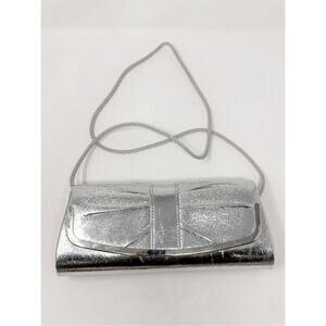 Vintage Touch of Nina Women's Metallic Magnetic Clutch Shoulder Bag Silver OS